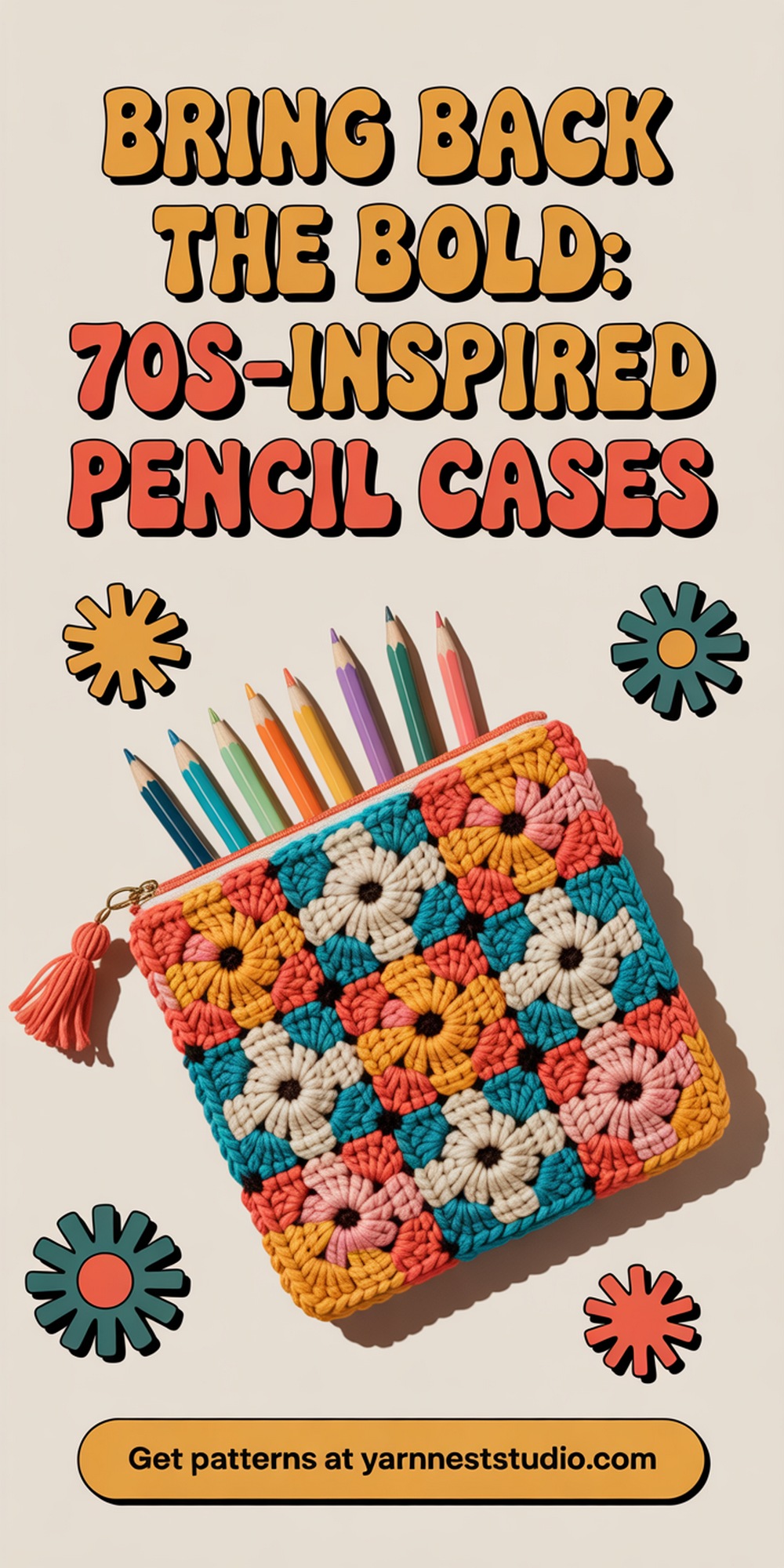 Retro Granny Square Pencil Pouch