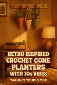 Retro Inspired Crochet Cone Planters with s Vibes