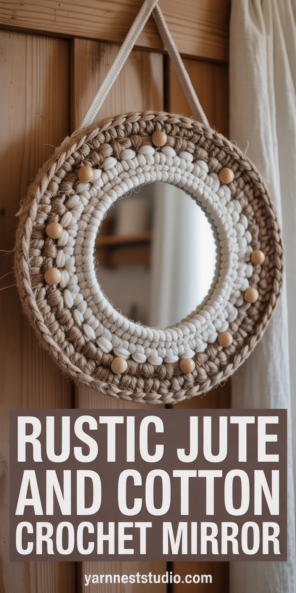 Rustic Jute and Cotton Crochet Mirror