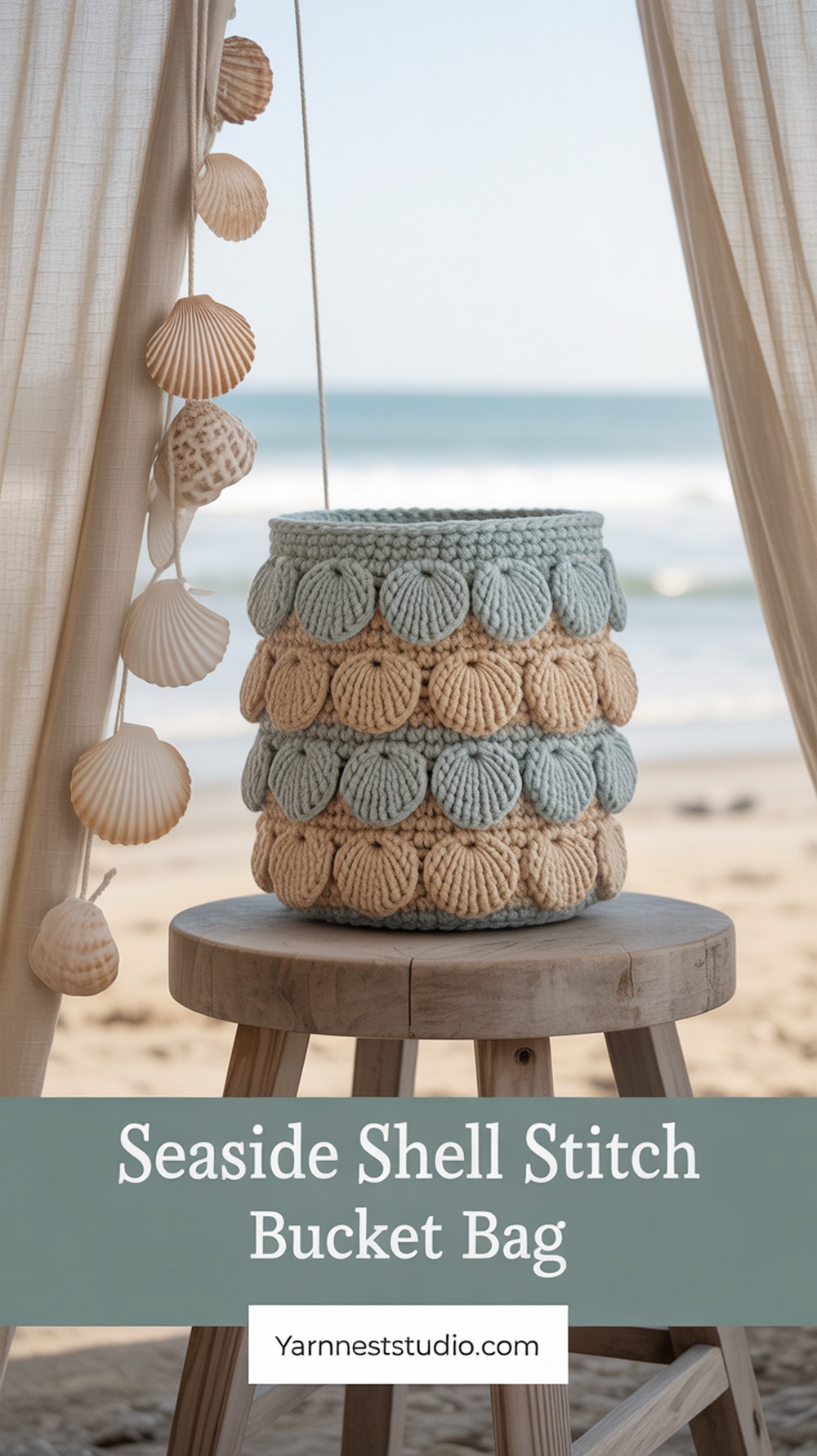 Seaside Shell Stitch Bucket Bag