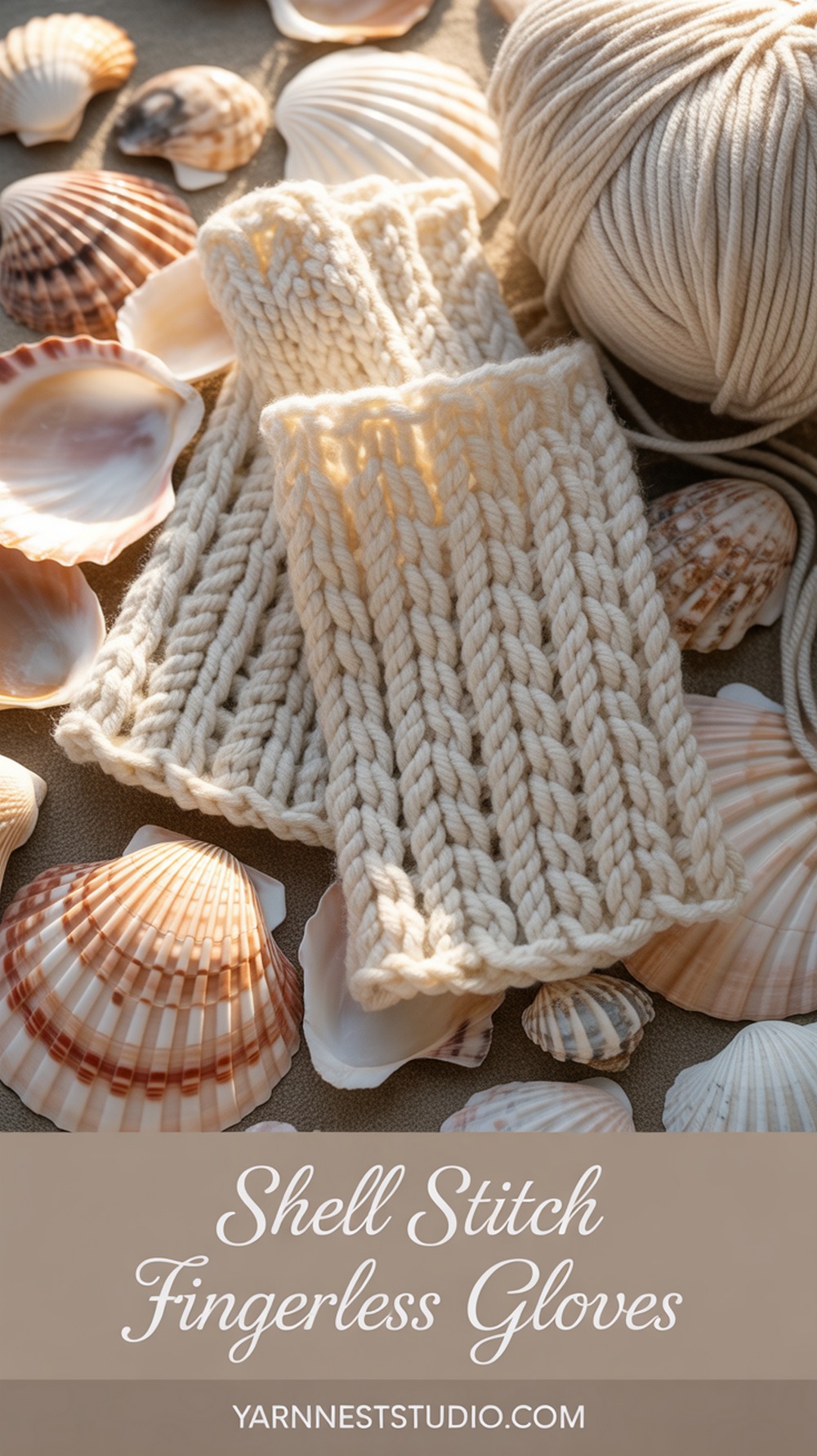Shell Stitch Fingerless Gloves