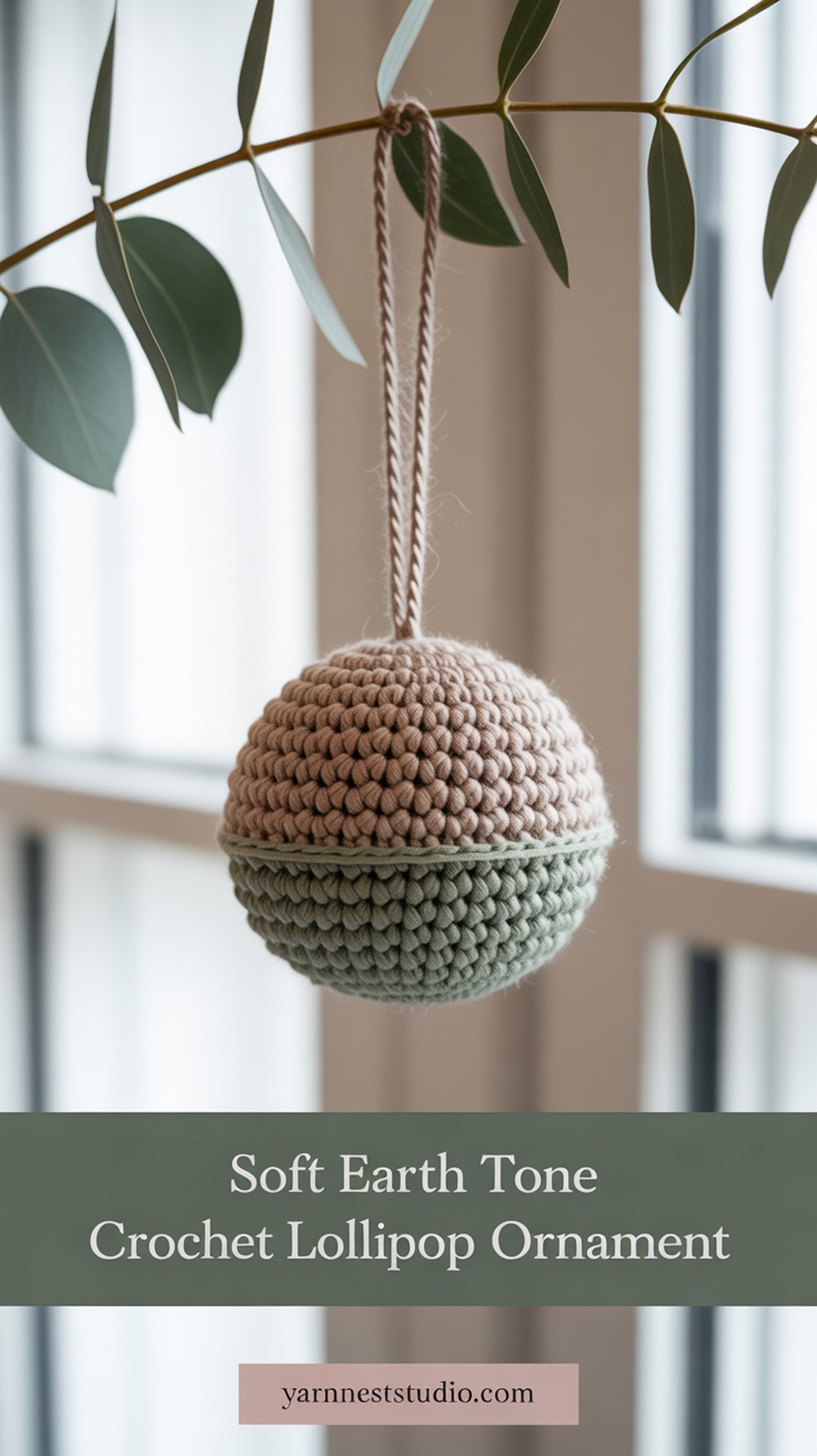 Soft Earth Tone Crochet Lollipop Ornament