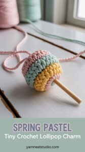 Spring Pastel Tiny Crochet Lollipop Charm