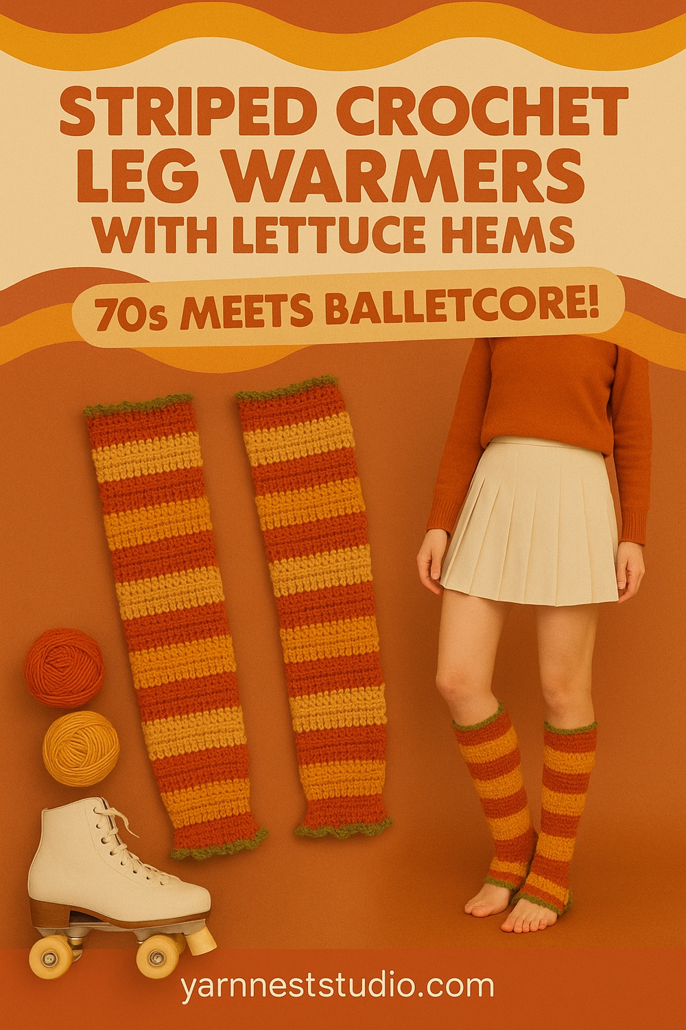 Striped Balletcore Leg Warmers with Lettuce Hem