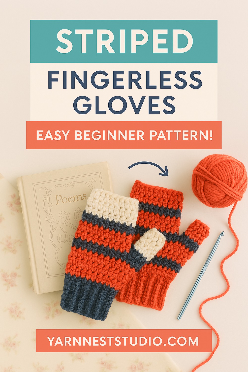 Striped Fingerless Gloves for Beginners
