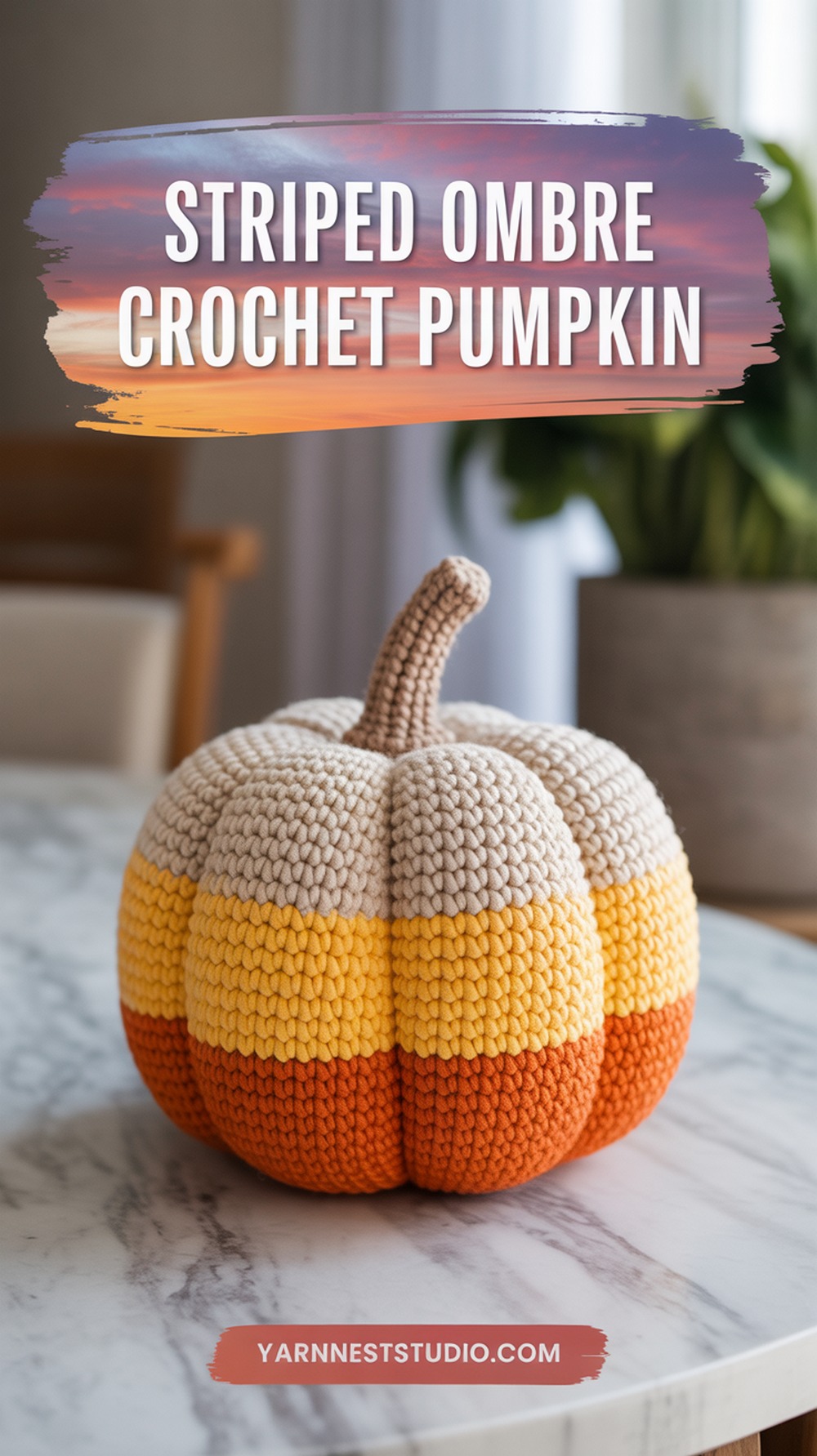 Striped Ombre Crochet Pumpkin