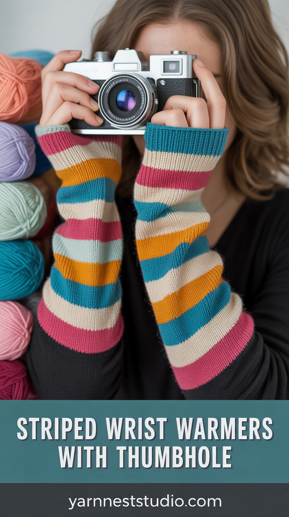 Striped Wrist Warmers with Thumbhole