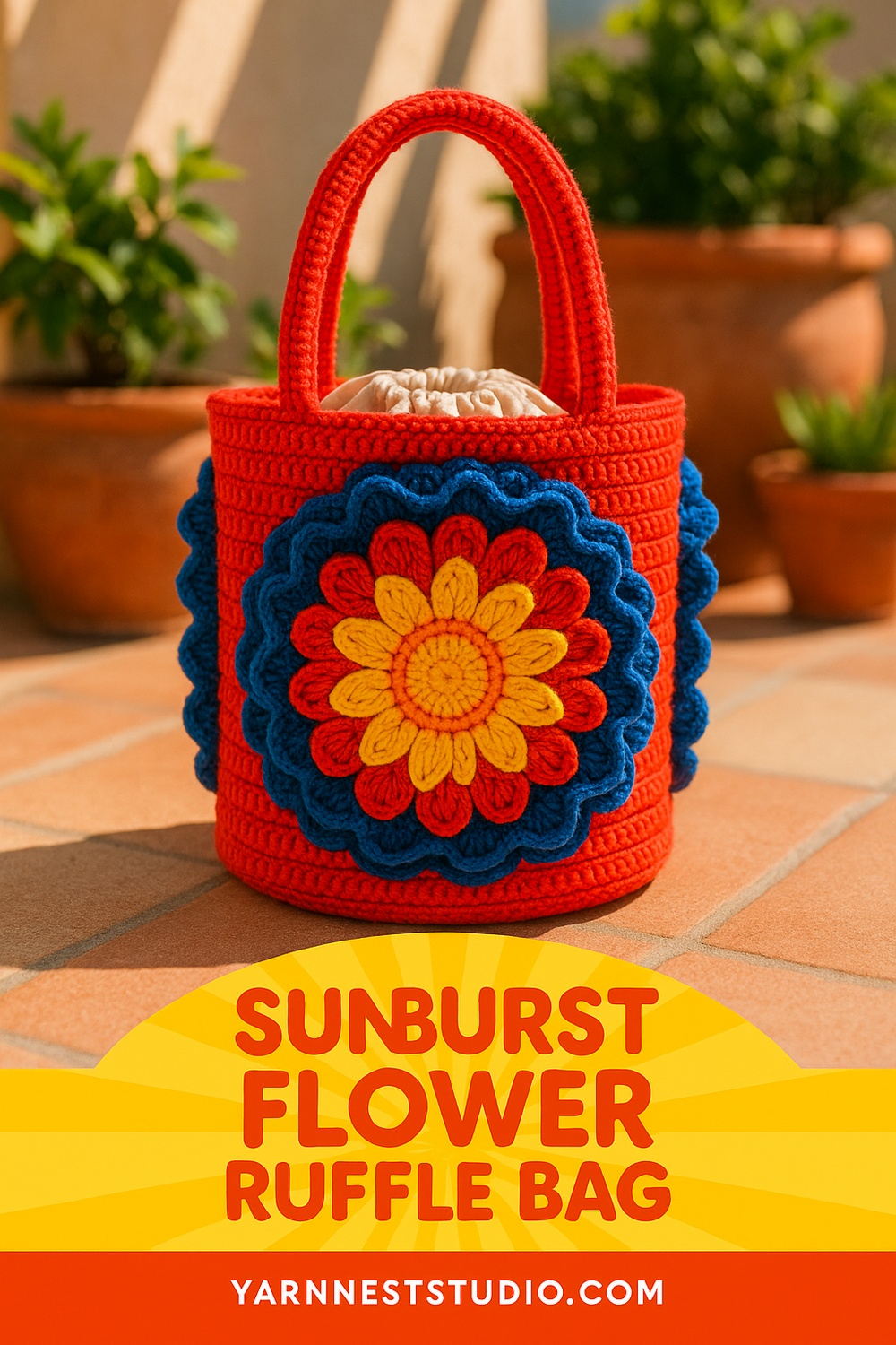 Sunburst Flower Ruffle Bag