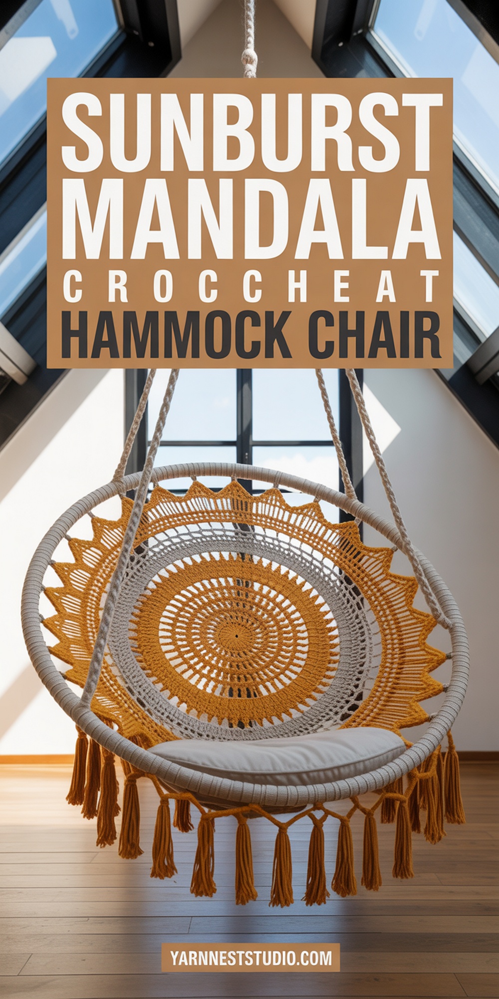 Sunburst Mandala Crochet Hammock Chair