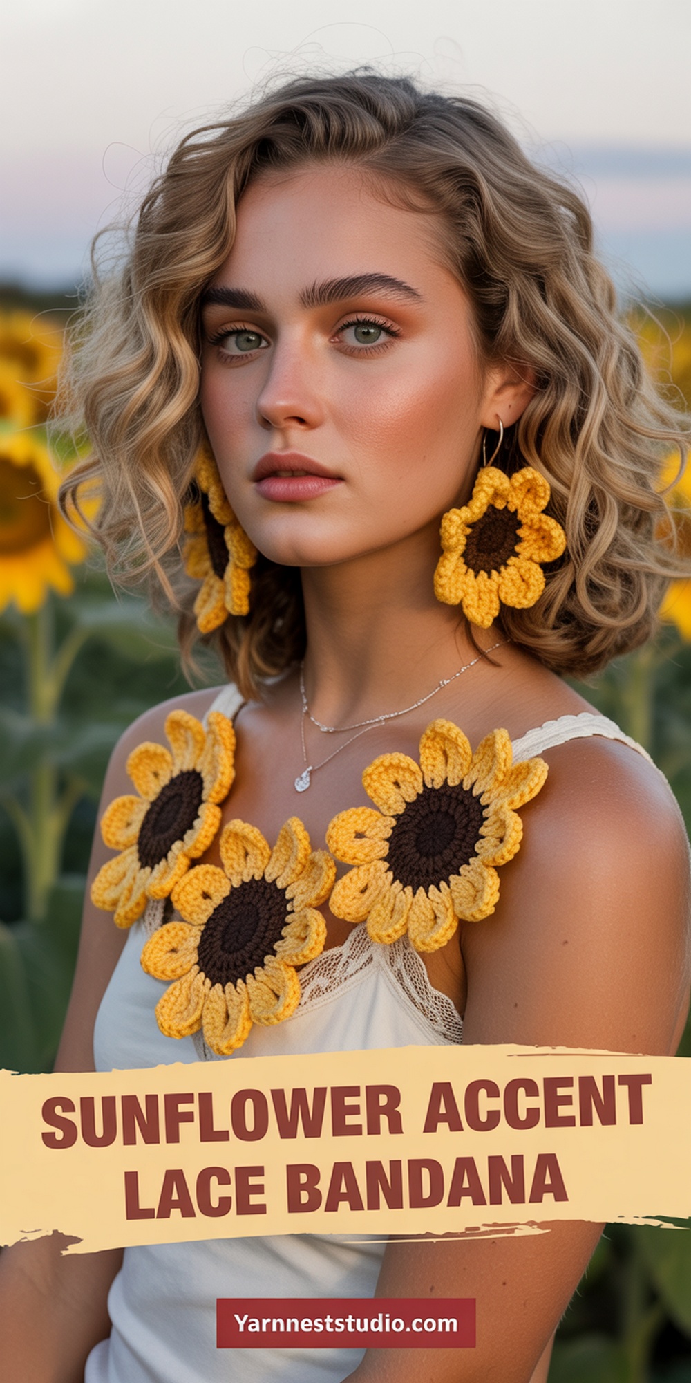 Sunflower Accent Lace Bandana