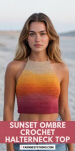 Sunset Ombre Crochet Halterneck Top