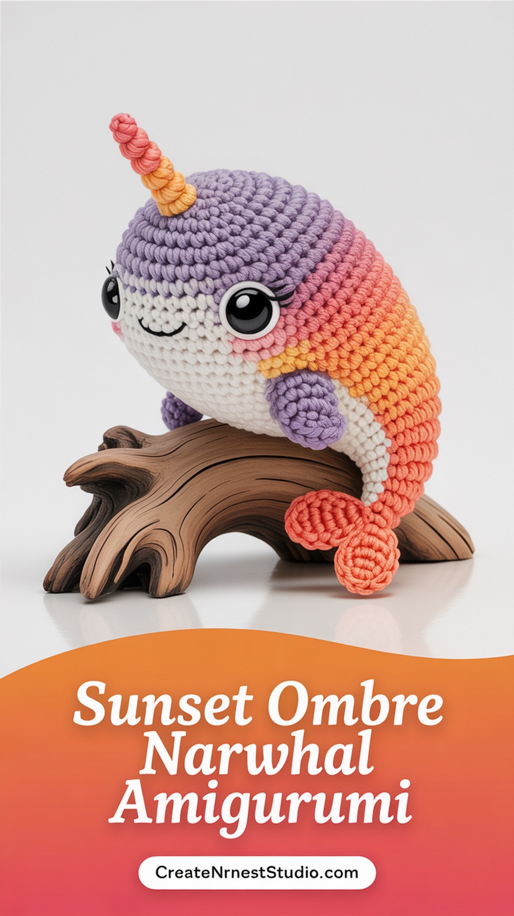 Sunset Ombre Narwhal Amigurumi