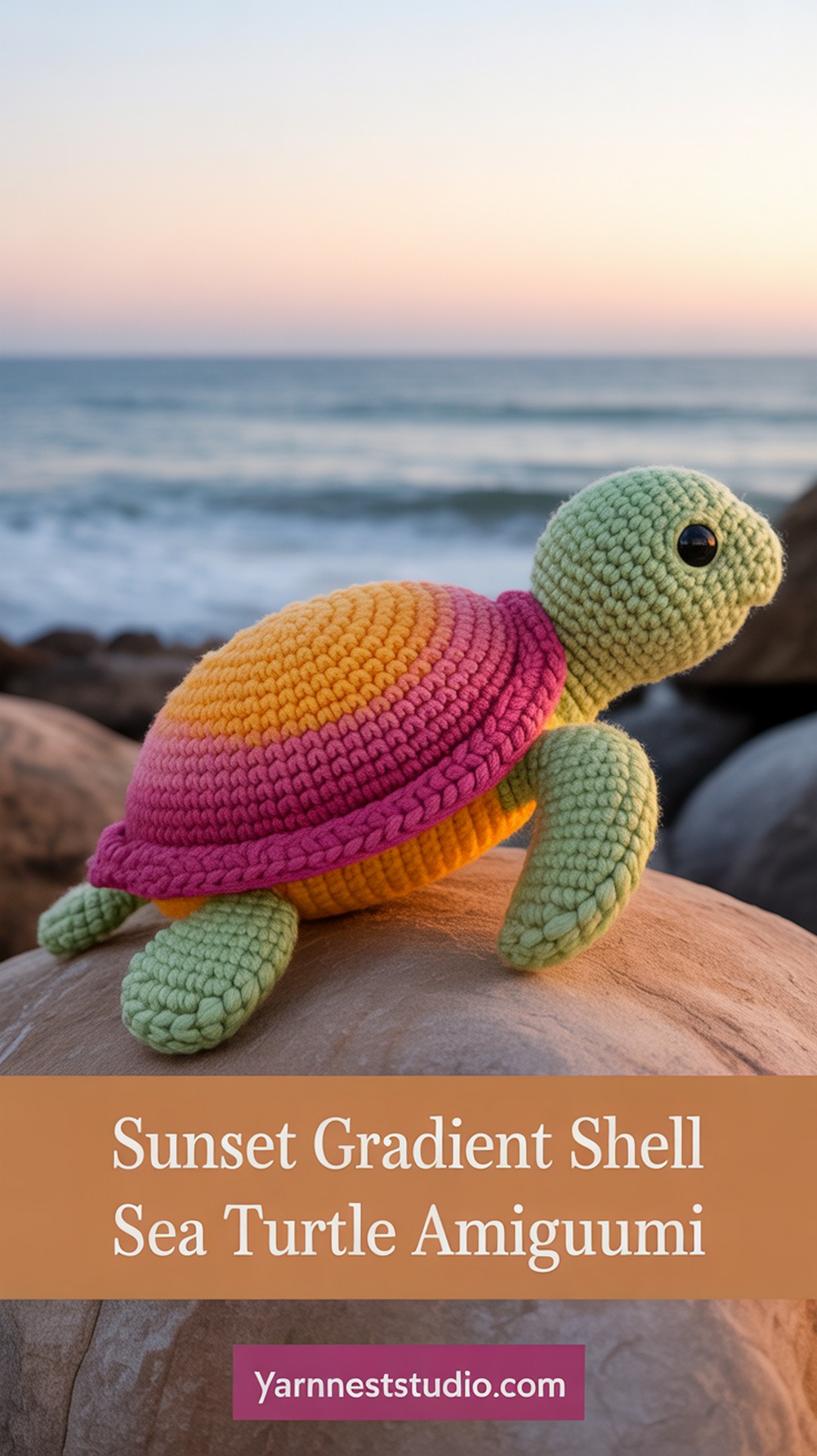 Sunset gradient shell sea turtle amigurumi