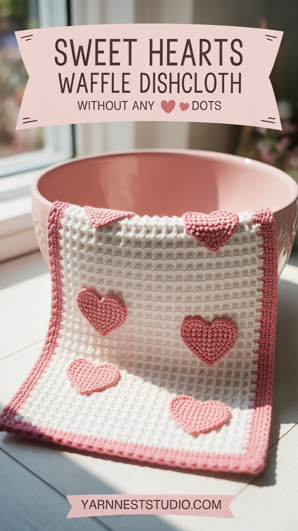 Sweet Hearts Waffle Dishcloth