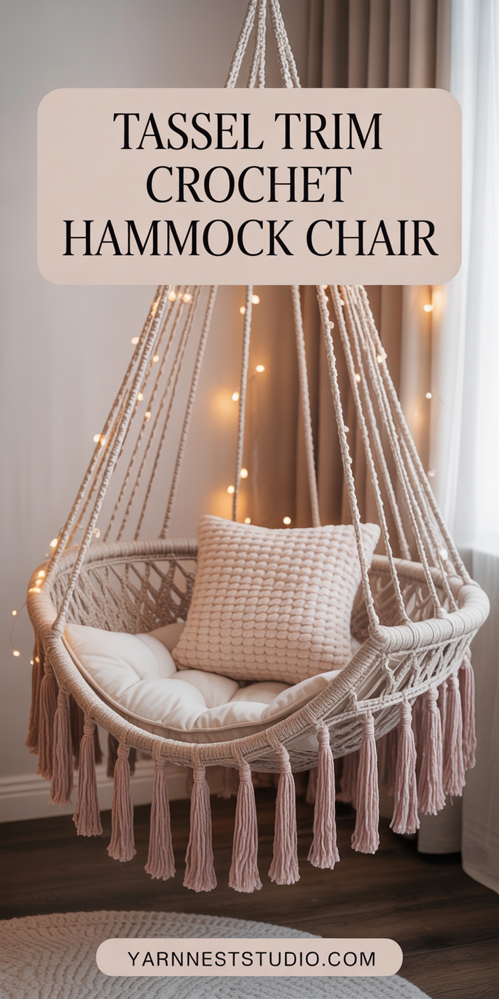 Tassel Trim Crochet Hammock Chair