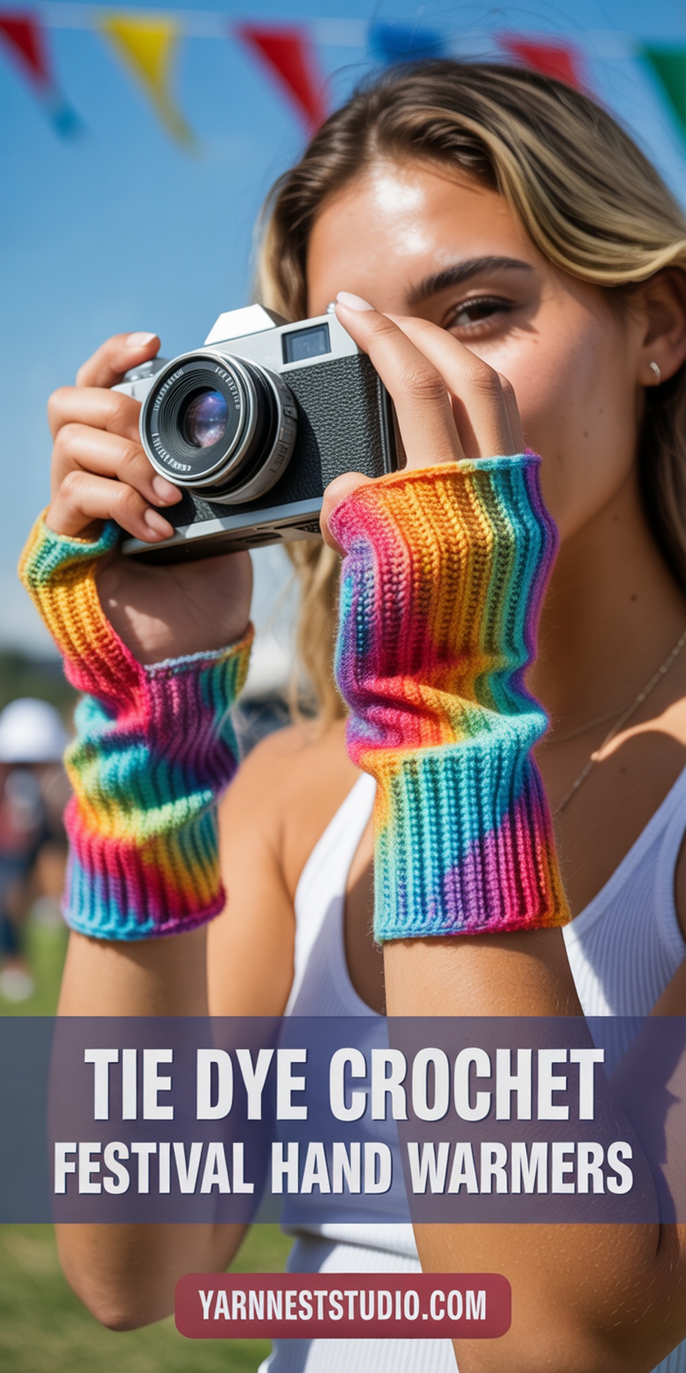 Tie Dye Crochet Festival Hand Warmers