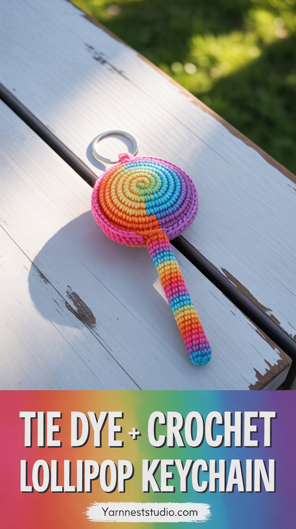 Tie Dye Crochet Lollipop Keychain