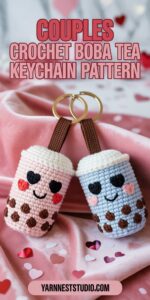 Tiny Couples Boba Tea Keychains with Heart Eyes