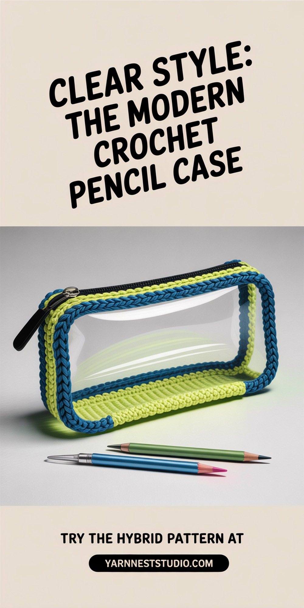Transparent Vinyl + Crochet Hybrid Pencil Bag