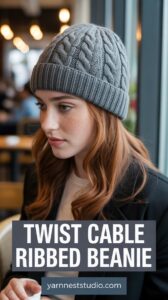 Twist Cable Ribbed Beanie