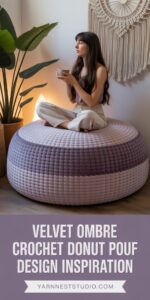 Velvet Crochet Donut Pouf in Ombre Shades