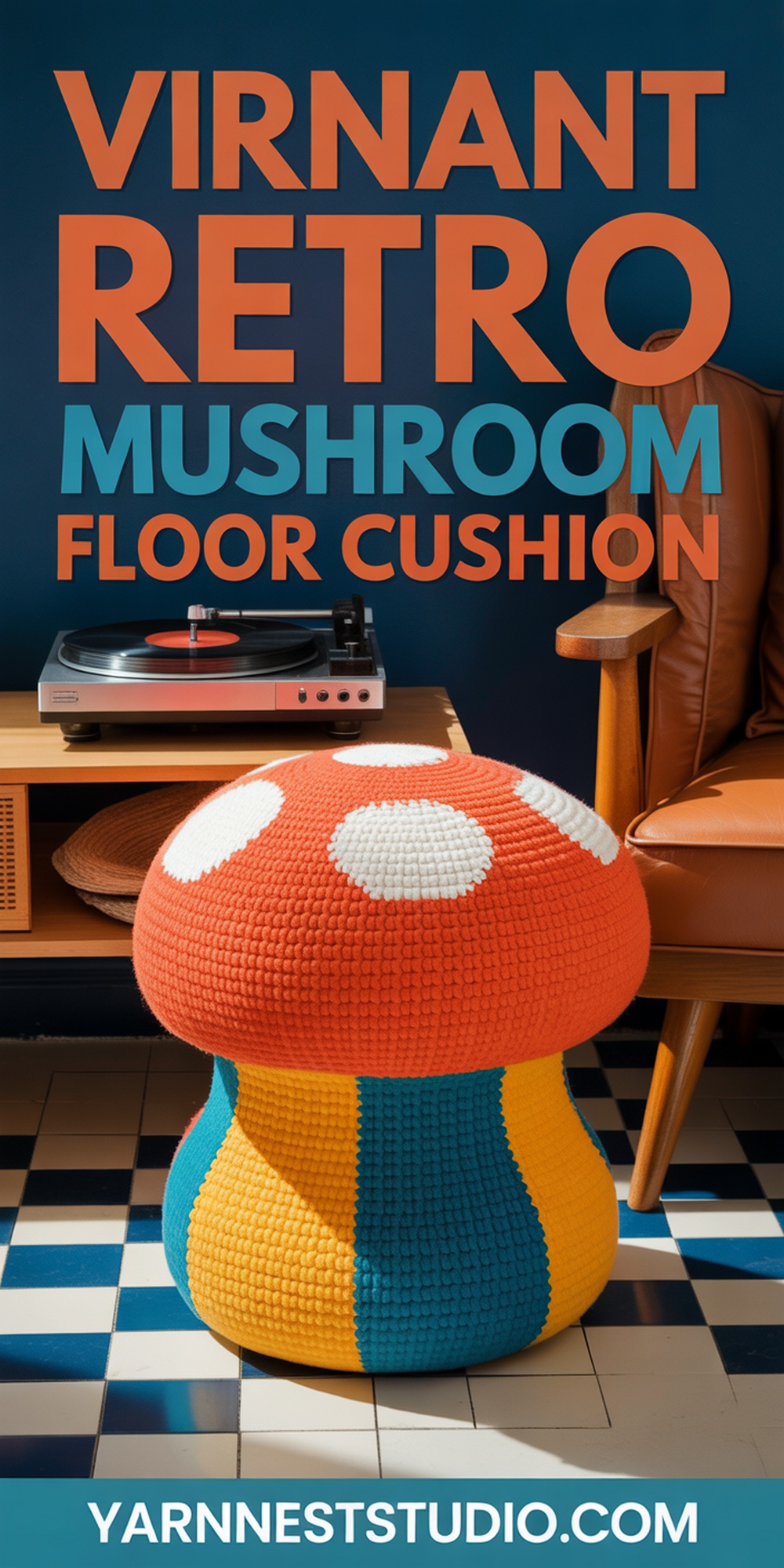 Vibrant Retro Mushroom Floor Cushion