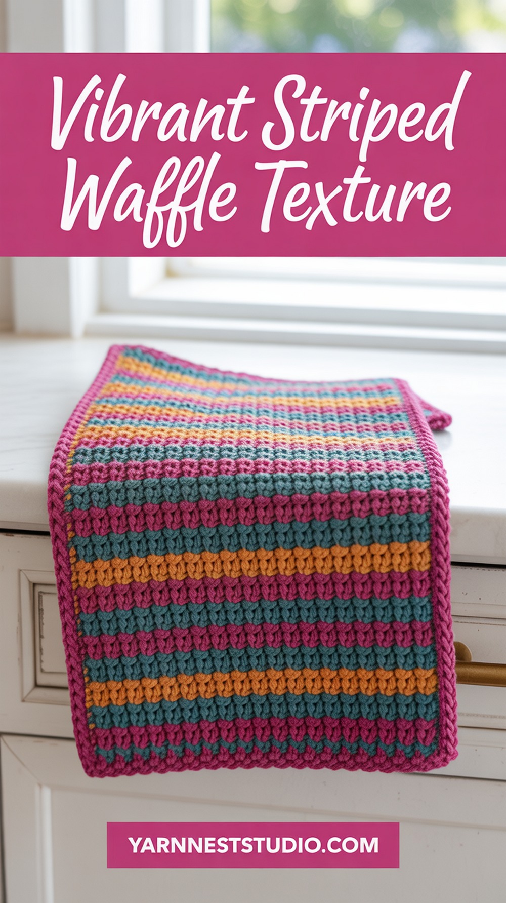 Vibrant Striped Waffle Texture