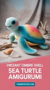 Vibrant ombre shell sea turtle amigurumi