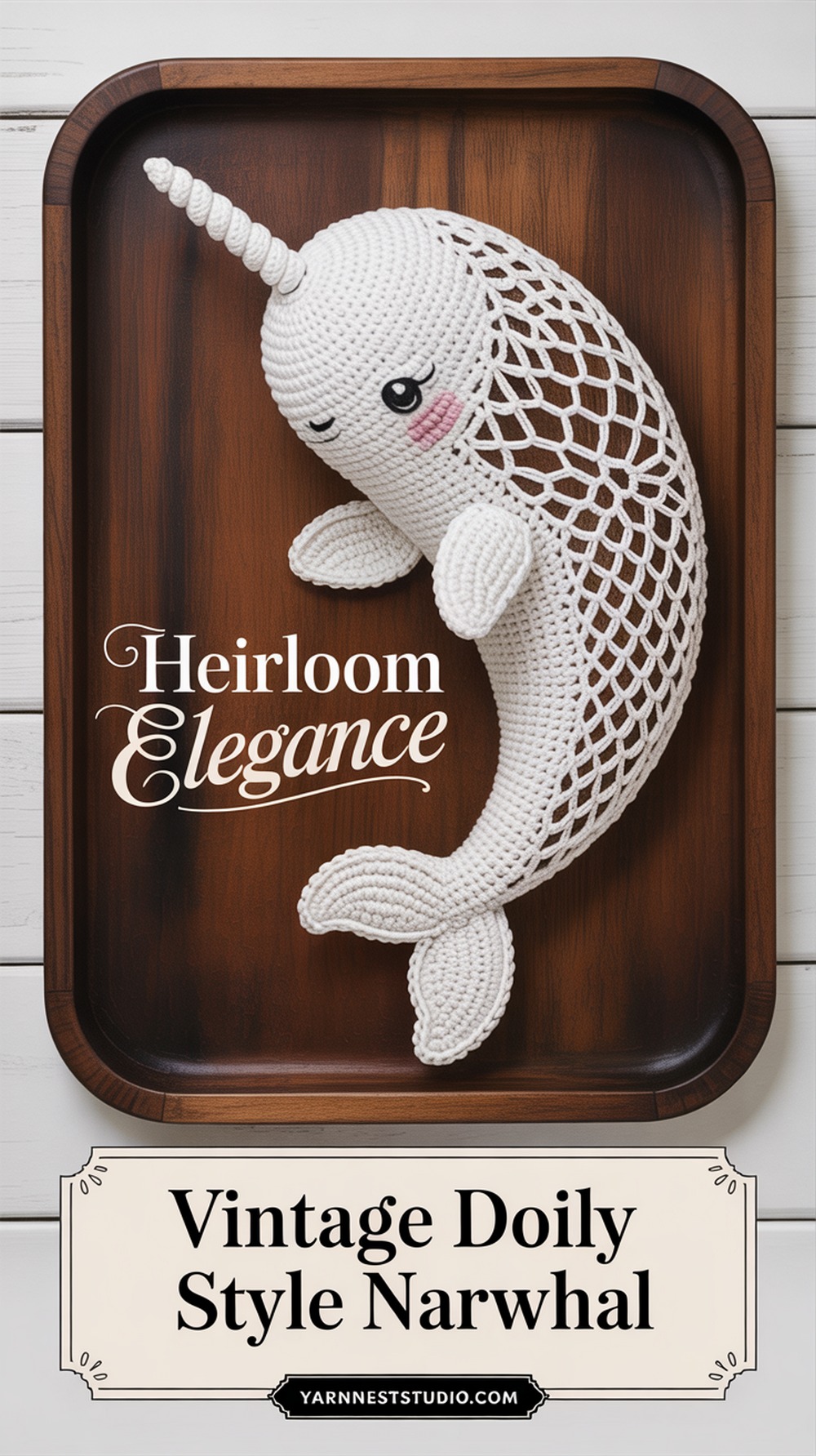 Vintage Doily Style Narwhal