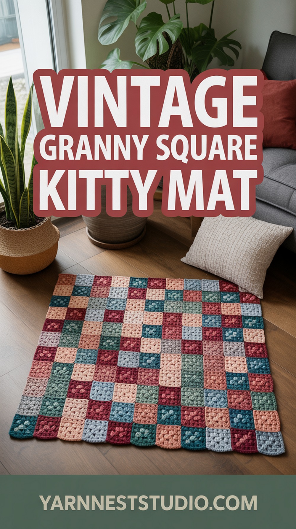 Vintage Granny Square Kitty Mat