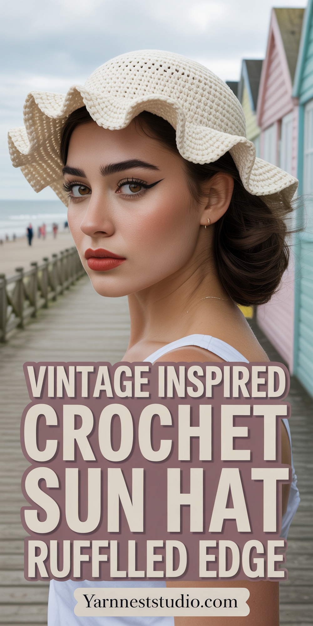 Vintage Inspired Crochet Sun Hat Ruffled Edge