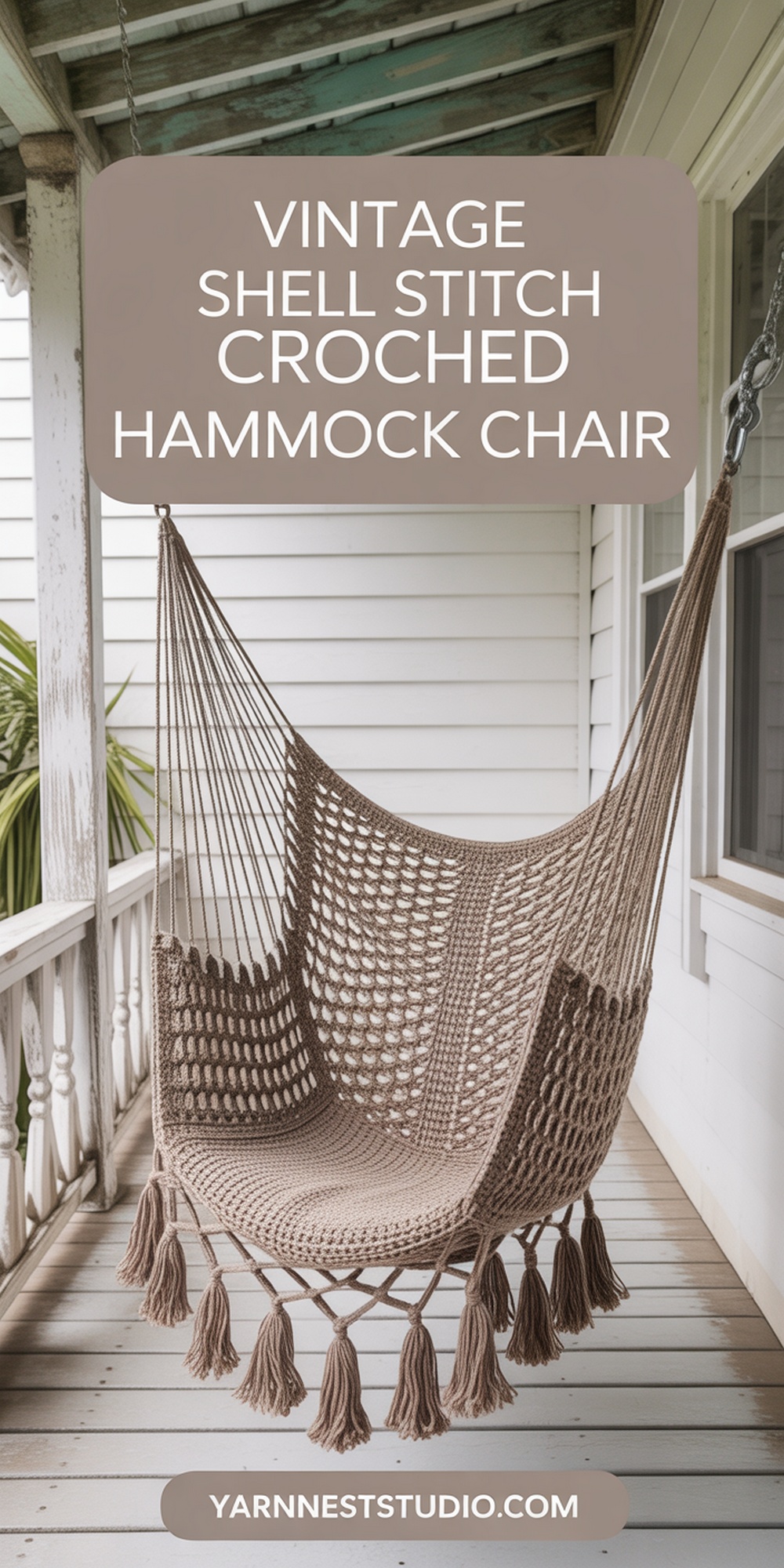 Vintage Shell Stitch Crochet Hammock Chair