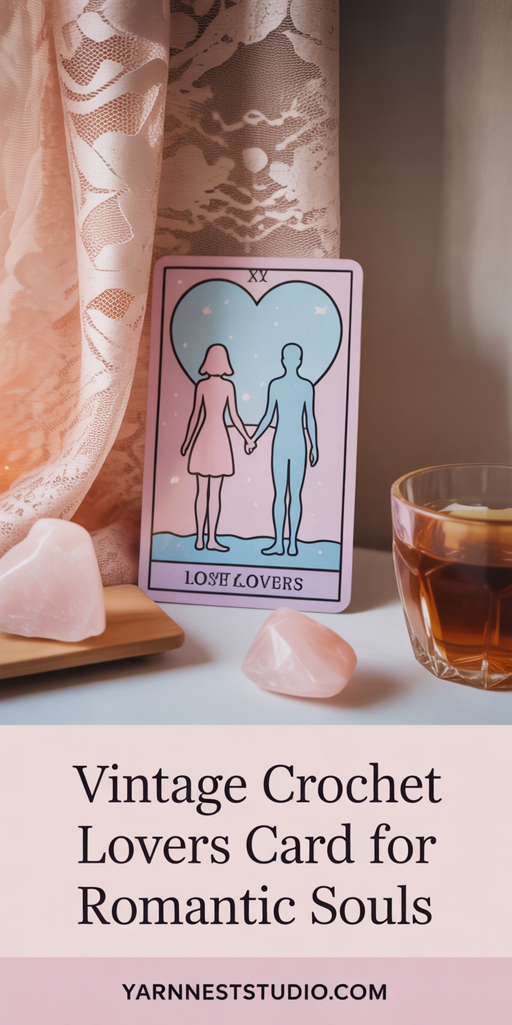 Vintage The Lovers Card in Pastel Yarn