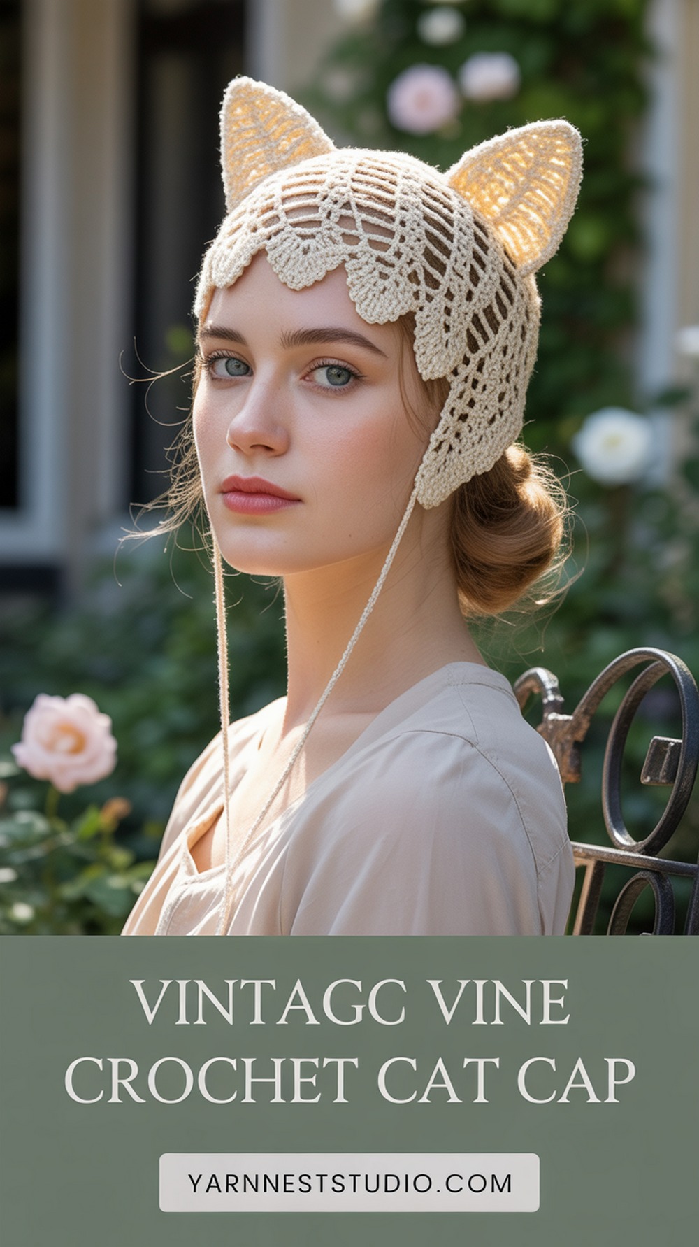 Vintage Vine Crochet Cat Cap