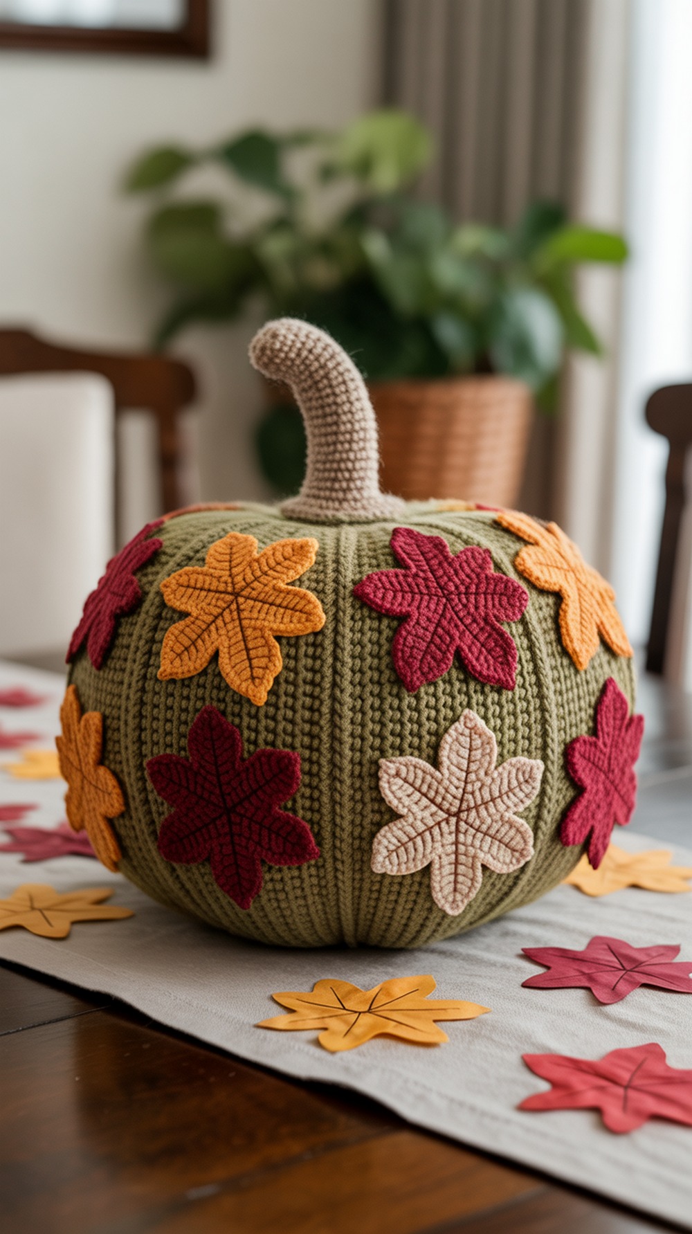 Autumn Leaves Crochet Pumpkin