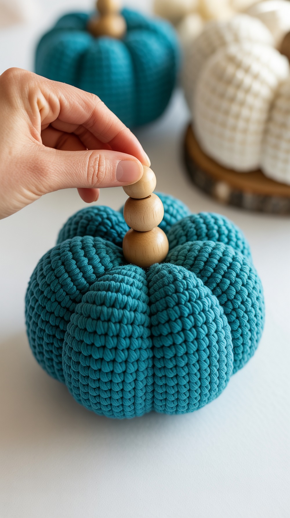 Beaded Stem Crochet Pumpkin