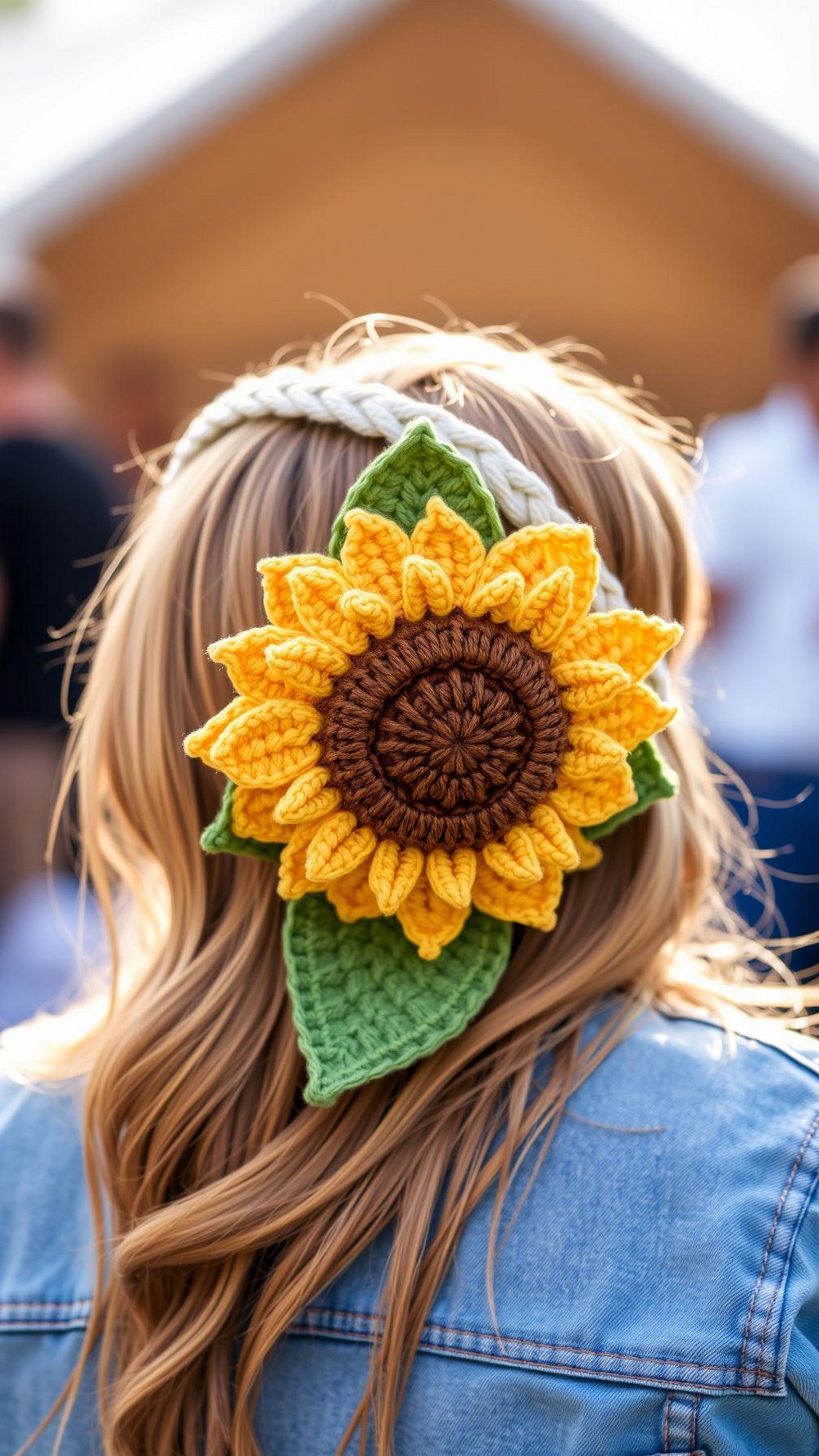 Boho Sunflower Crochet Flower Headband