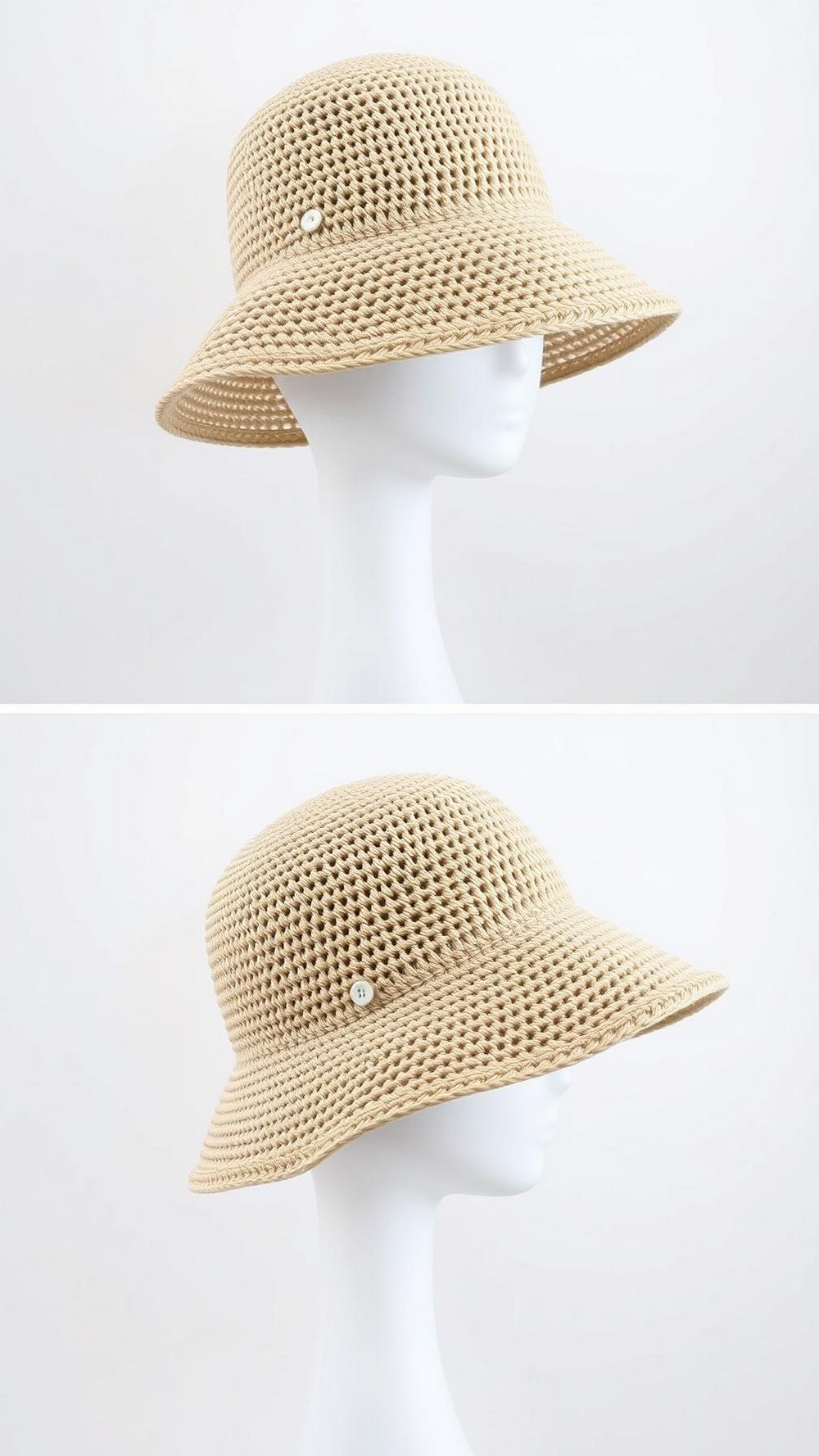 Convertible Crochet Raffia Bucket Hat to Sun Visor