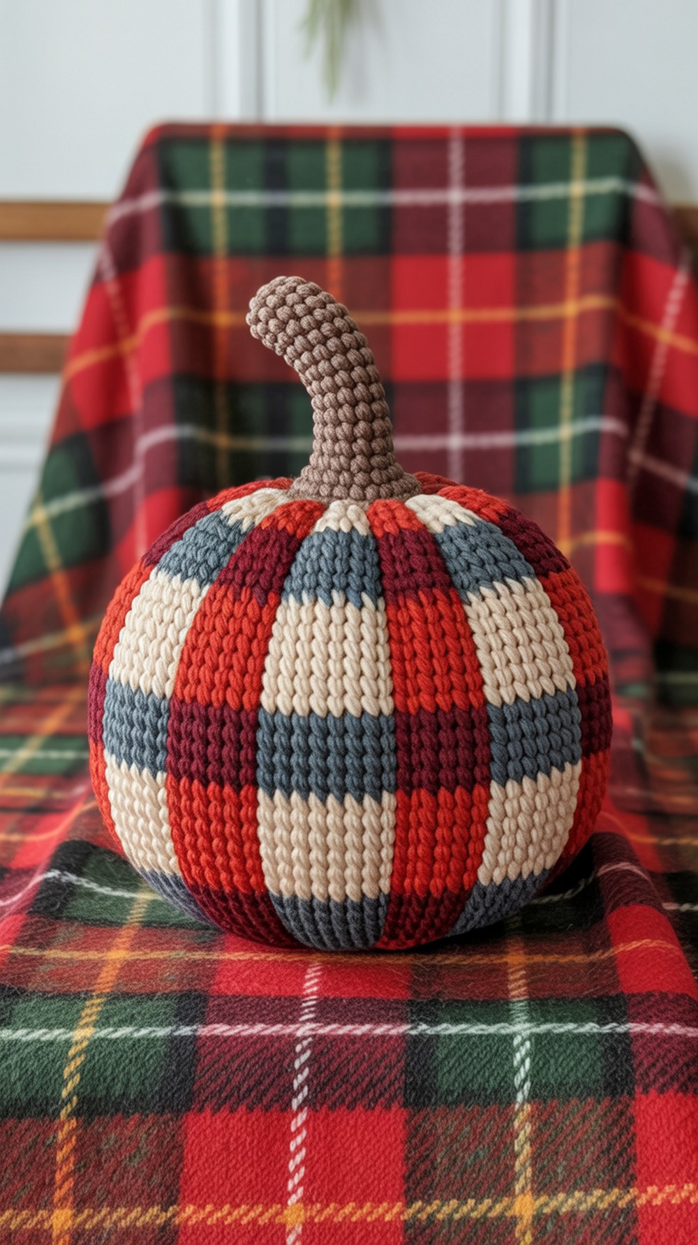 Cozy Plaid Crochet Pumpkin