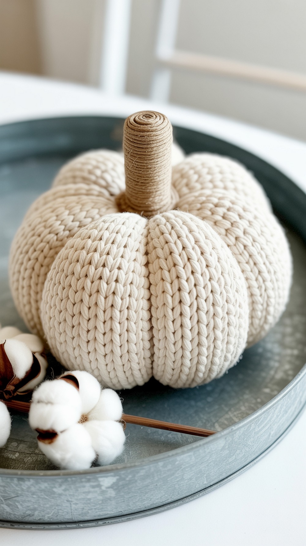 Farmhouse Cream Crochet Pumpkin