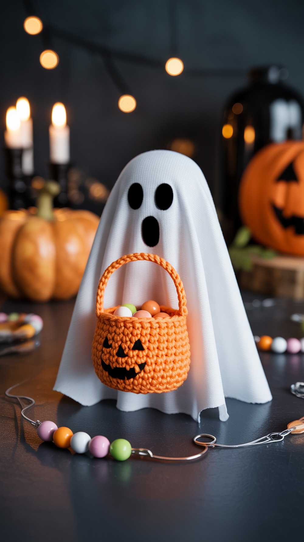 Ghost Holding Candy Bucket