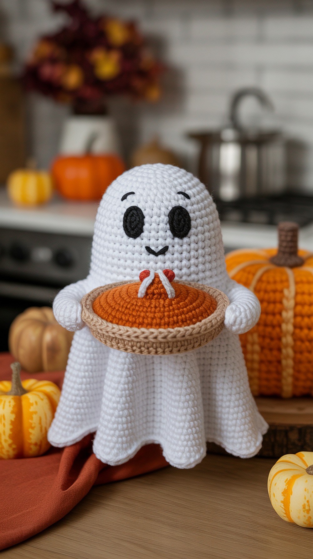 Ghost Holding Pumpkin Pie