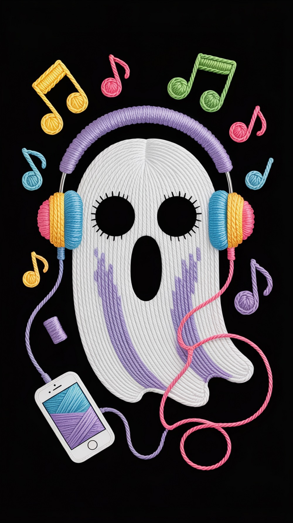 Ghost Wearing Headphones Pattern