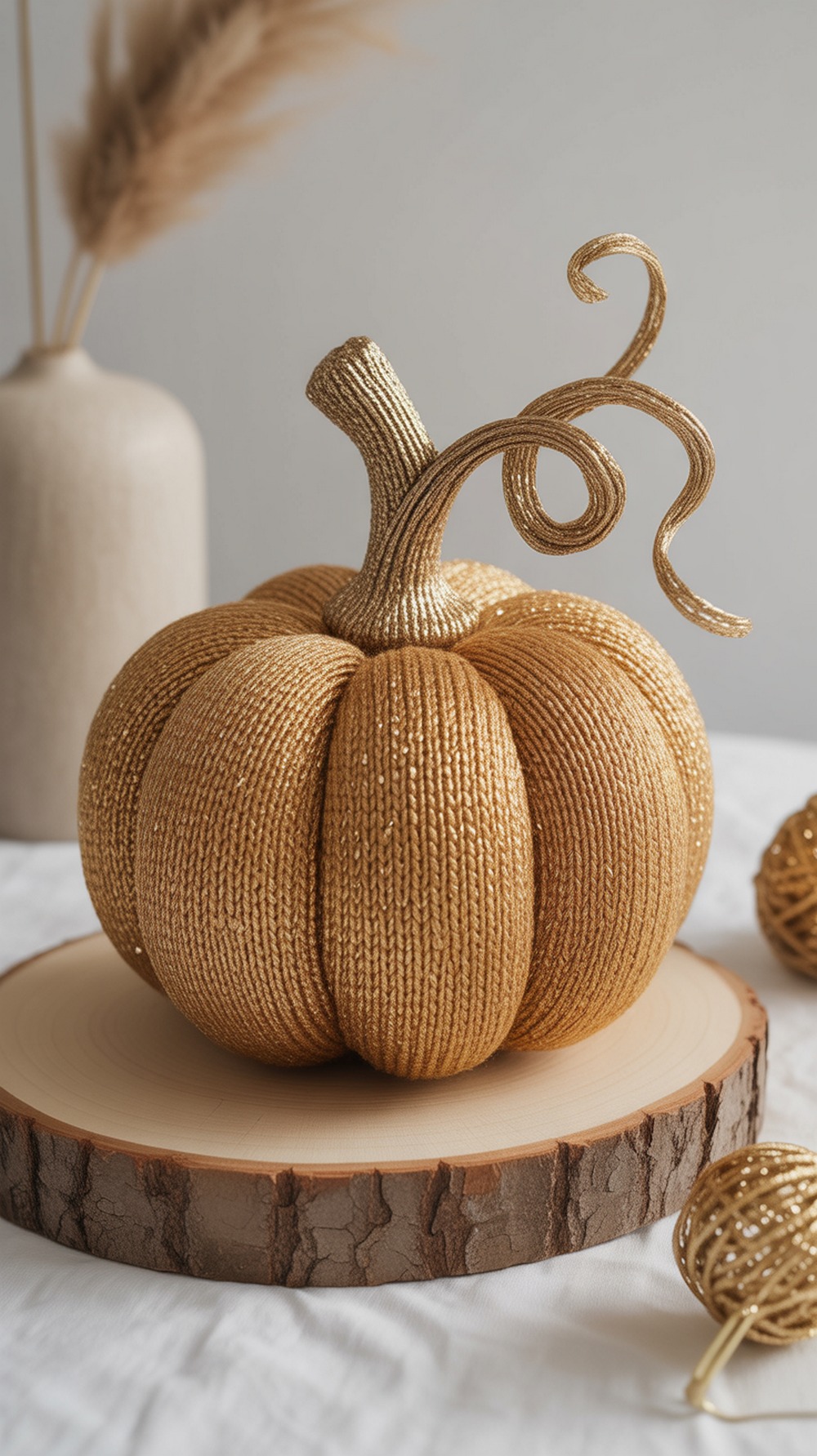 Golden Glitter Crochet Pumpkin