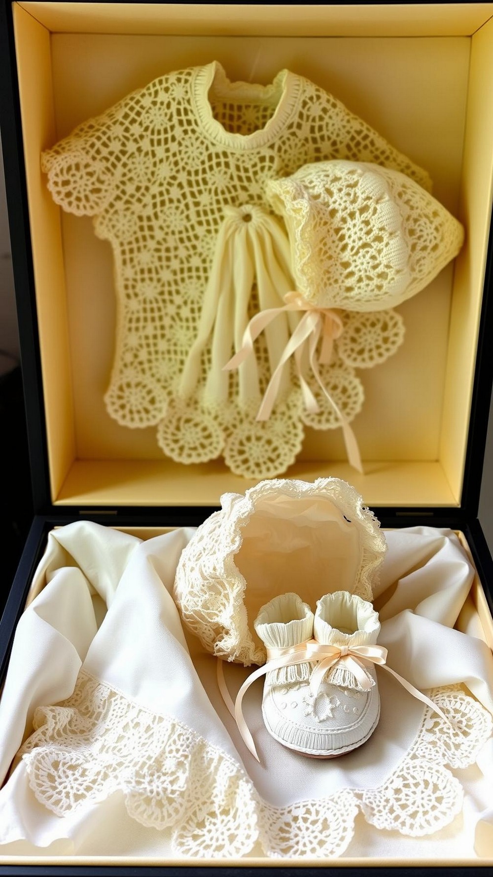 Heirloom Lace Keepsake crochet Baby Shower Gift Set