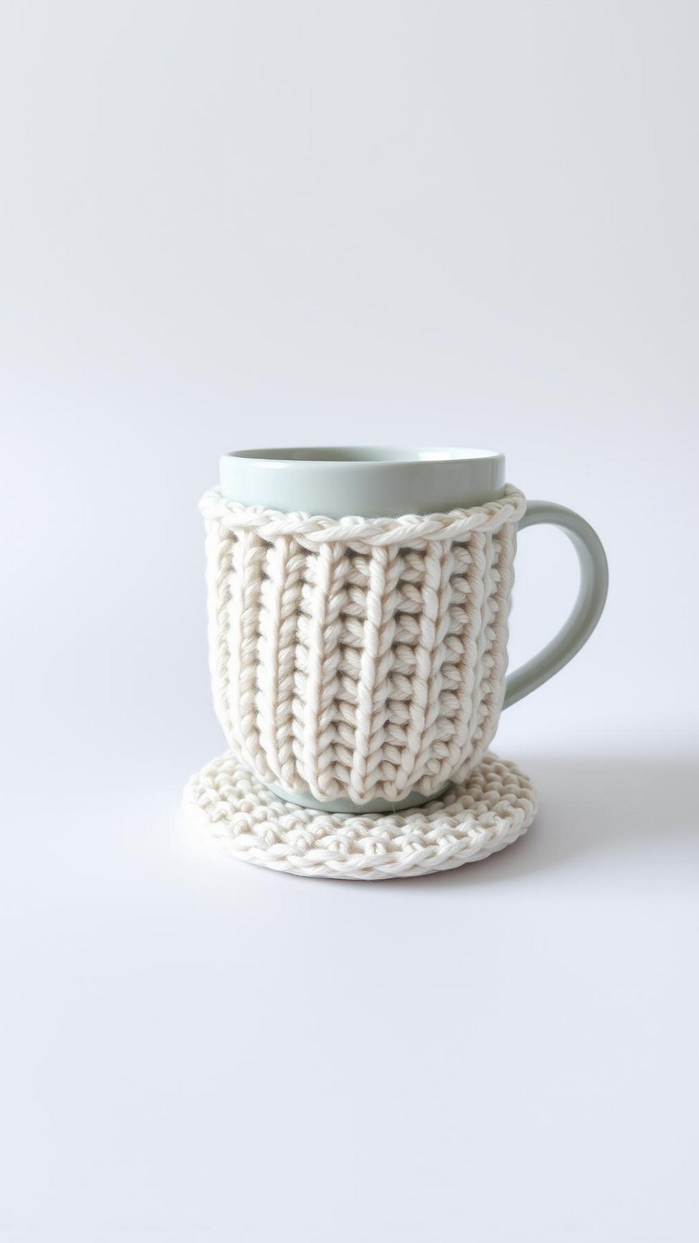 Integrated Coaster Minimalist Ribbed Mug Cozy