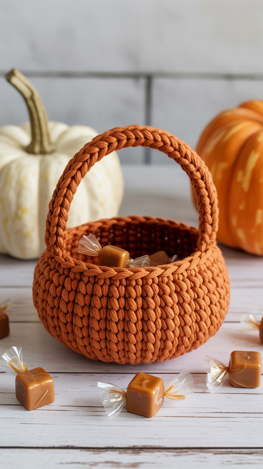 Mini Basket Crochet Pumpkin