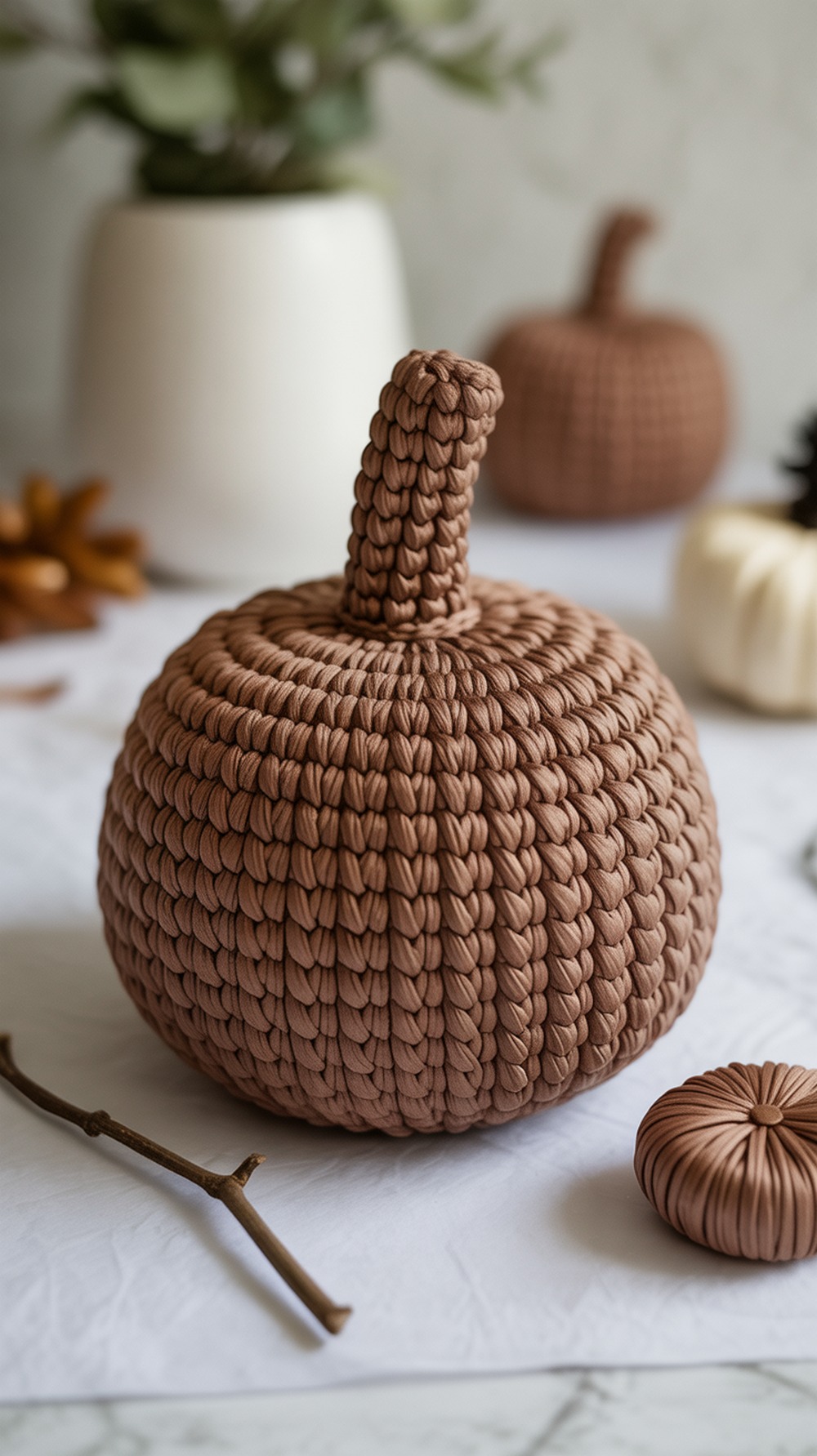 Mini Basketweave Crochet Pumpkin