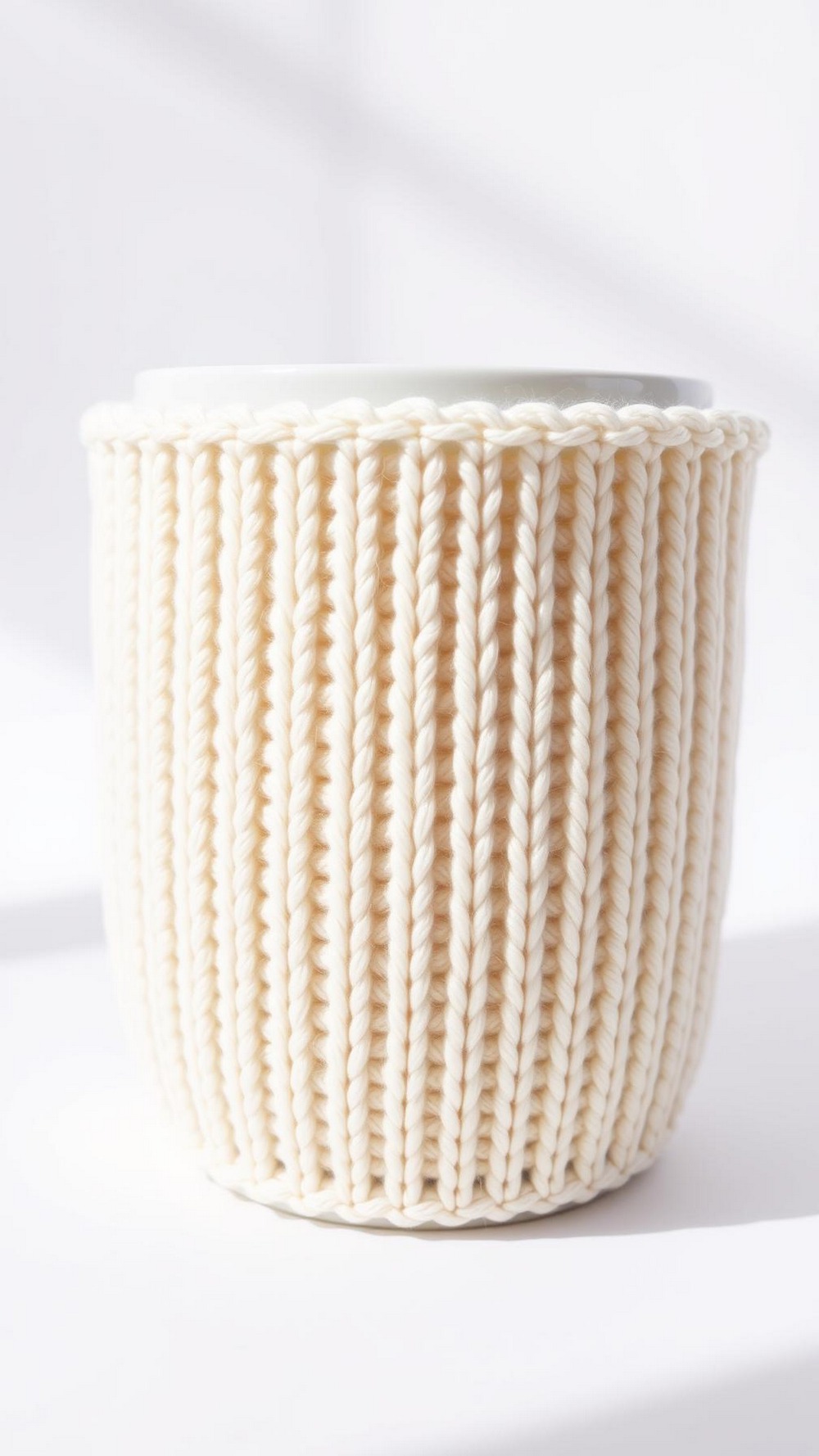 Neutral Cotton Minimalist Ribbed Mug Cozy