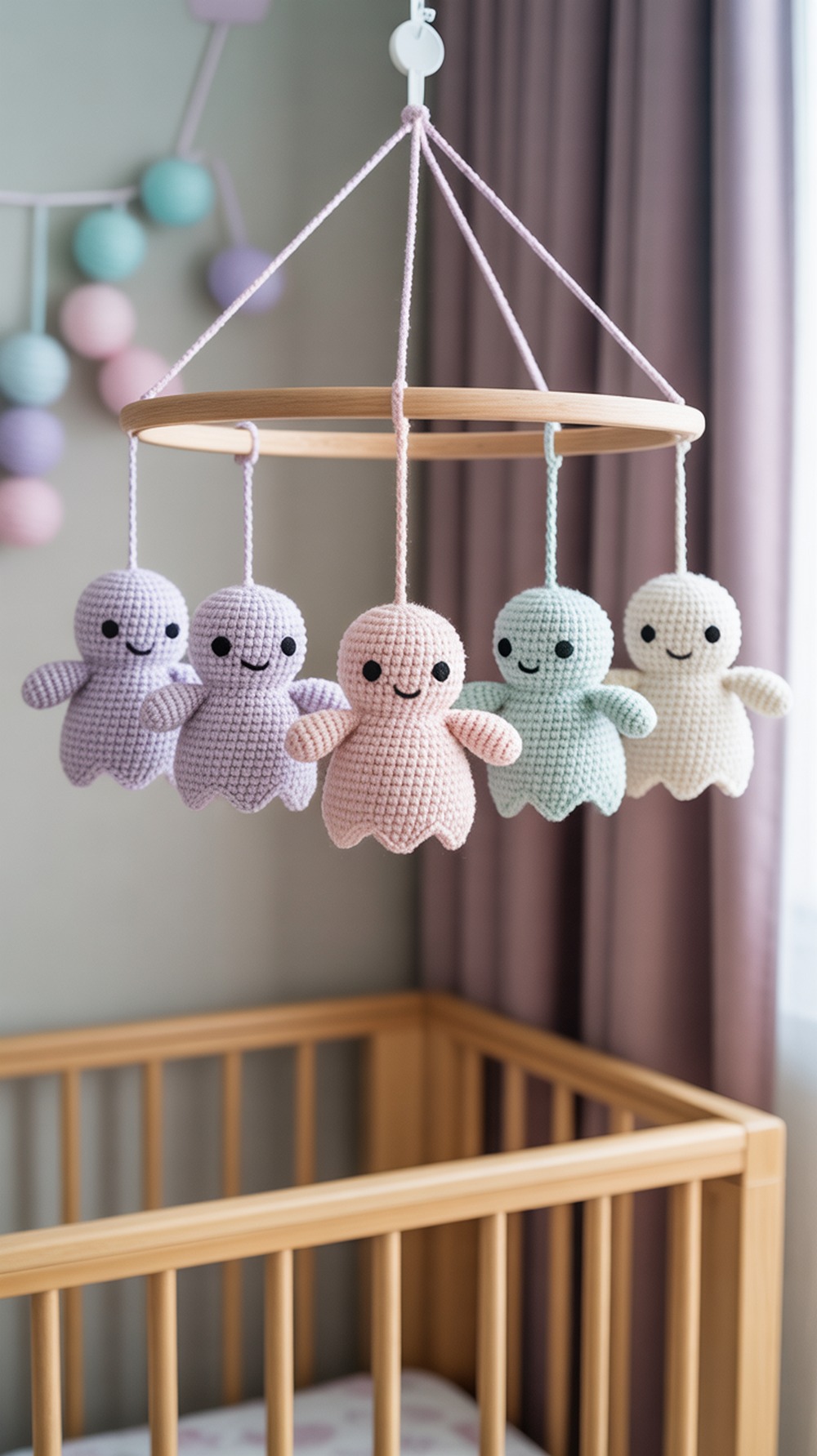 Pastel Ghost Baby Mobile Set